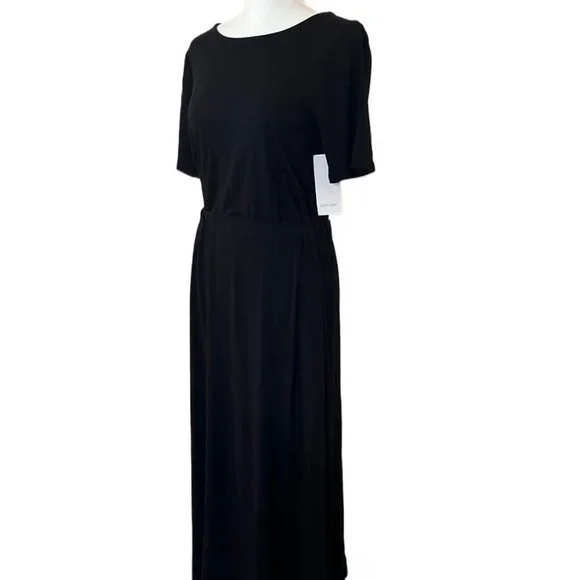 Karen Kane Black Cinched Waist & Swingy Midi Skirt Artisan Dress Size Small NWT - Picture 10 of 13